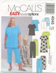 4045  McCalls A=LINE DRESS LENGTHS, TOP, BOTTOMS PATTERN 26W-32W
